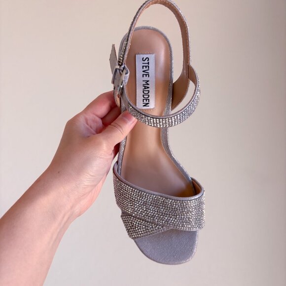 Steve Madden Emberly Platform Sandal In Rhinestone - Picture 8 of 10